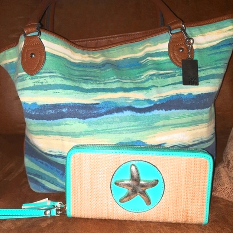Style & Co. Nautical Beach Tote Bag With Starfish Wallet